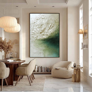 EMERALD BLOOM: Textured Wabi Sabi Floral Abstract Wall Art