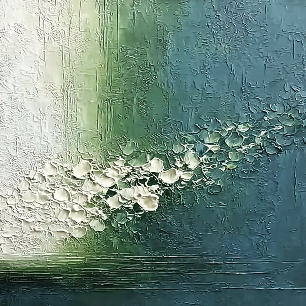 EMERALD CASCADE: Large Textured Wabi Sabi Abstract Painting