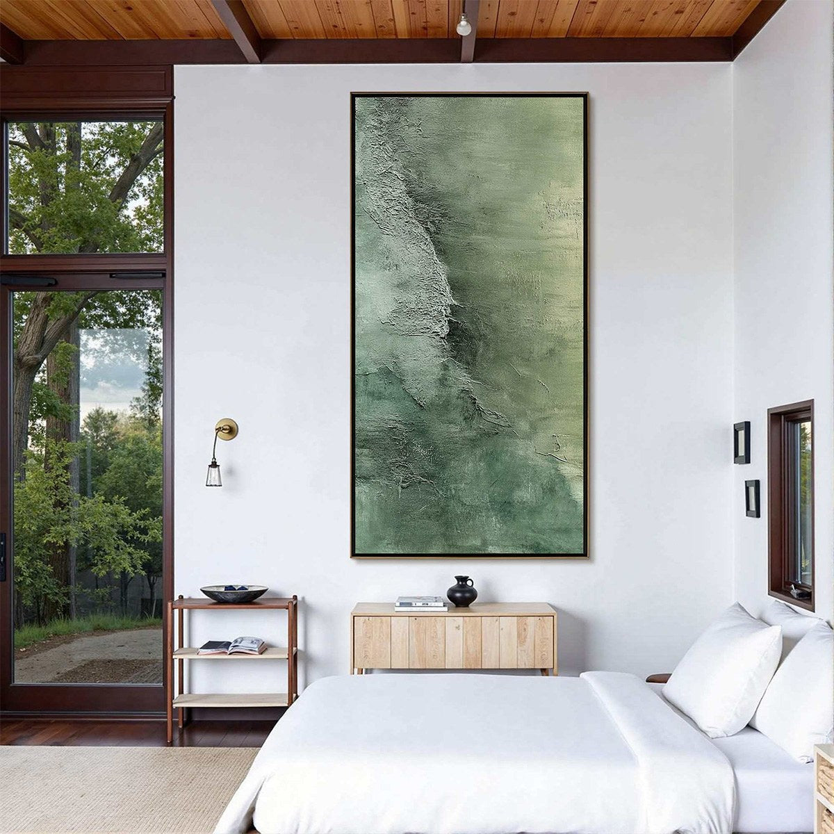 EMERALD DEPTHS: Textured Abstract Oil Painting