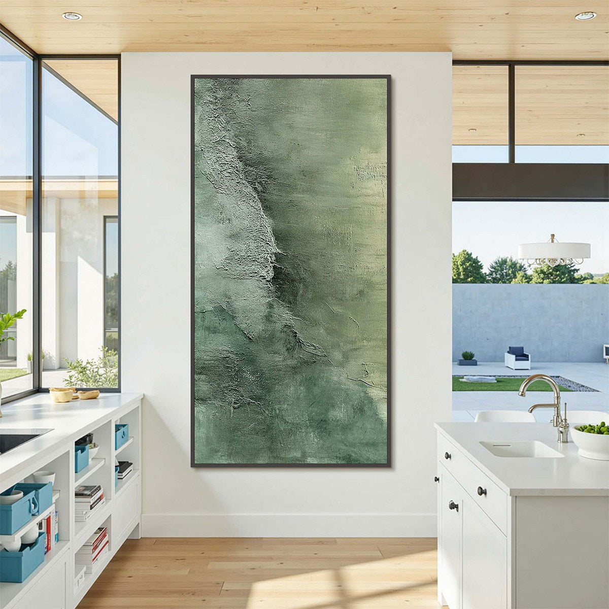 EMERALD DEPTHS: Textured Abstract Oil Painting