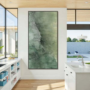 EMERALD DEPTHS: Textured Abstract Oil Painting