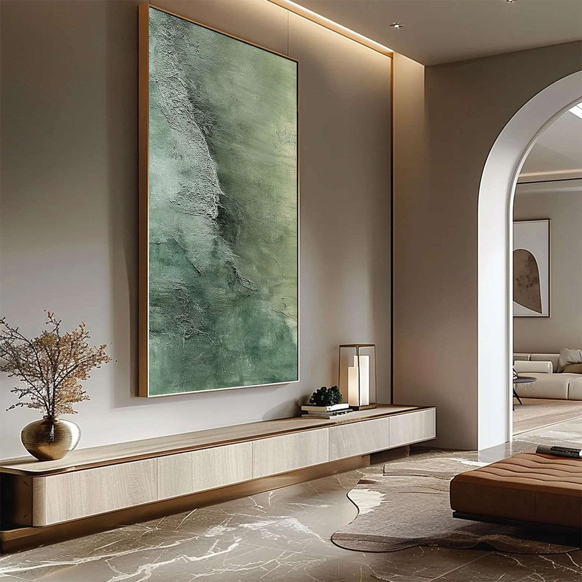 EMERALD DEPTHS: Textured Abstract Oil Painting