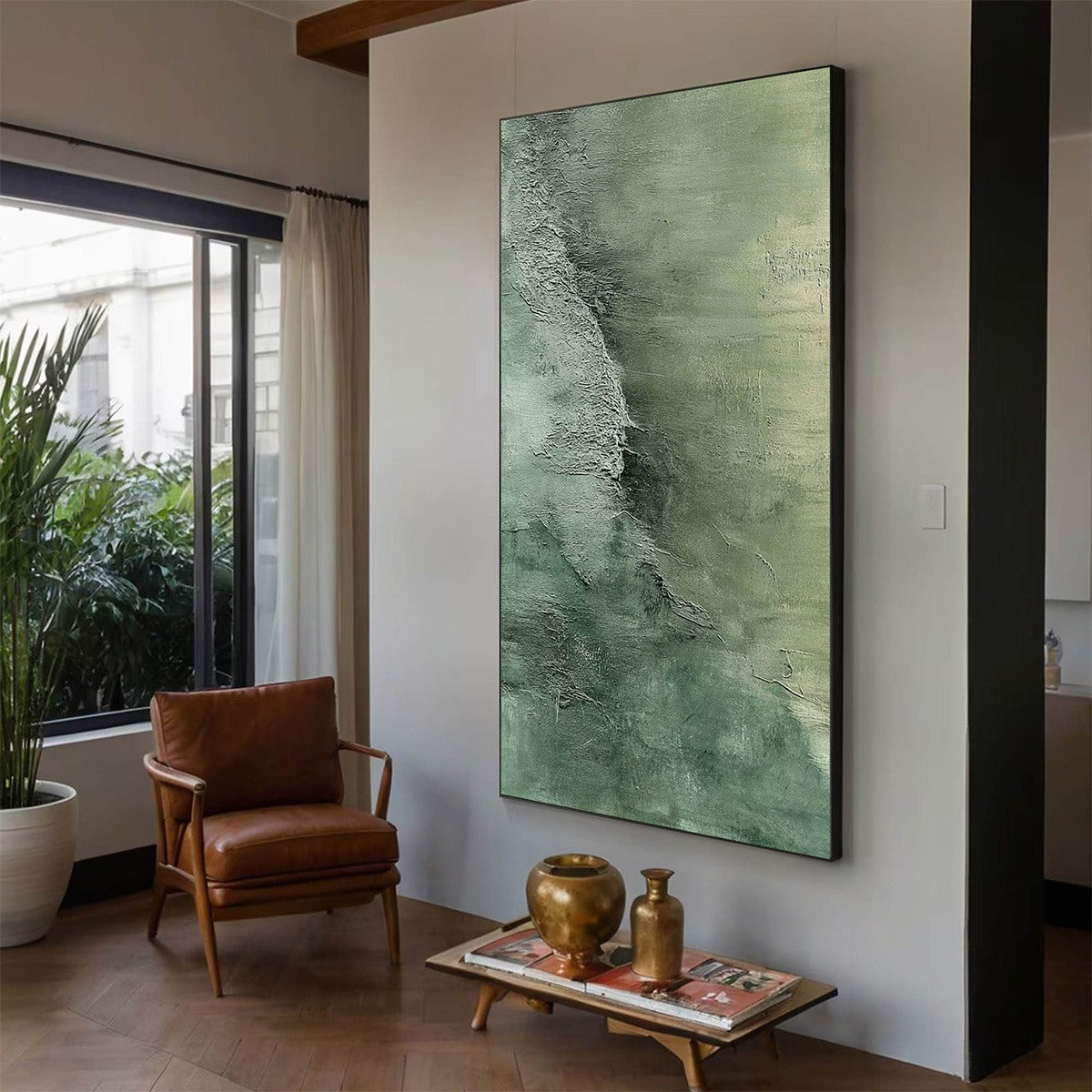 EMERALD DEPTHS: Textured Abstract Oil Painting