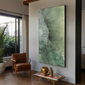 EMERALD DEPTHS: Textured Abstract Oil Painting