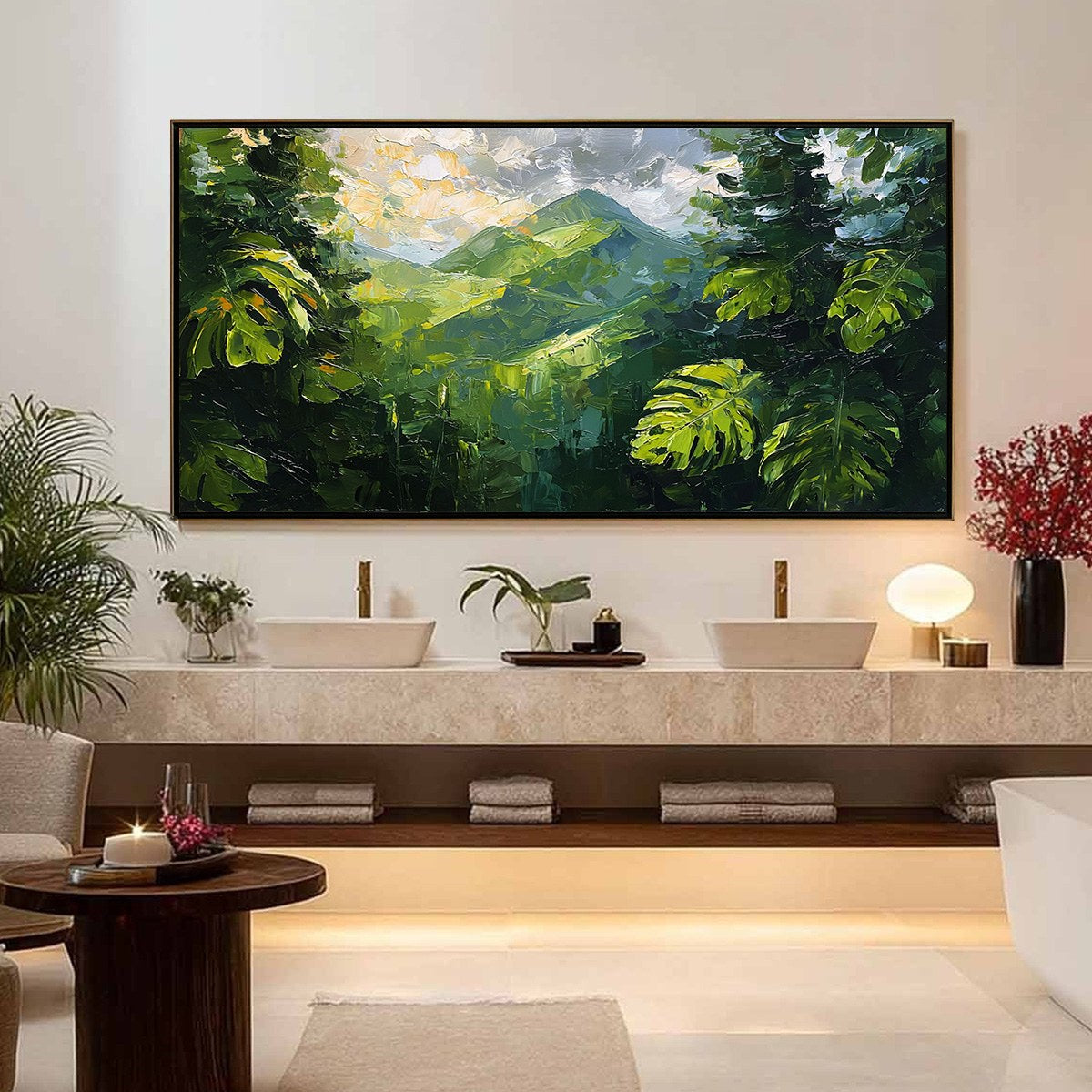 EMERALD ESCAPE: Lush Impasto Painting of a Verdant Mountain Valley