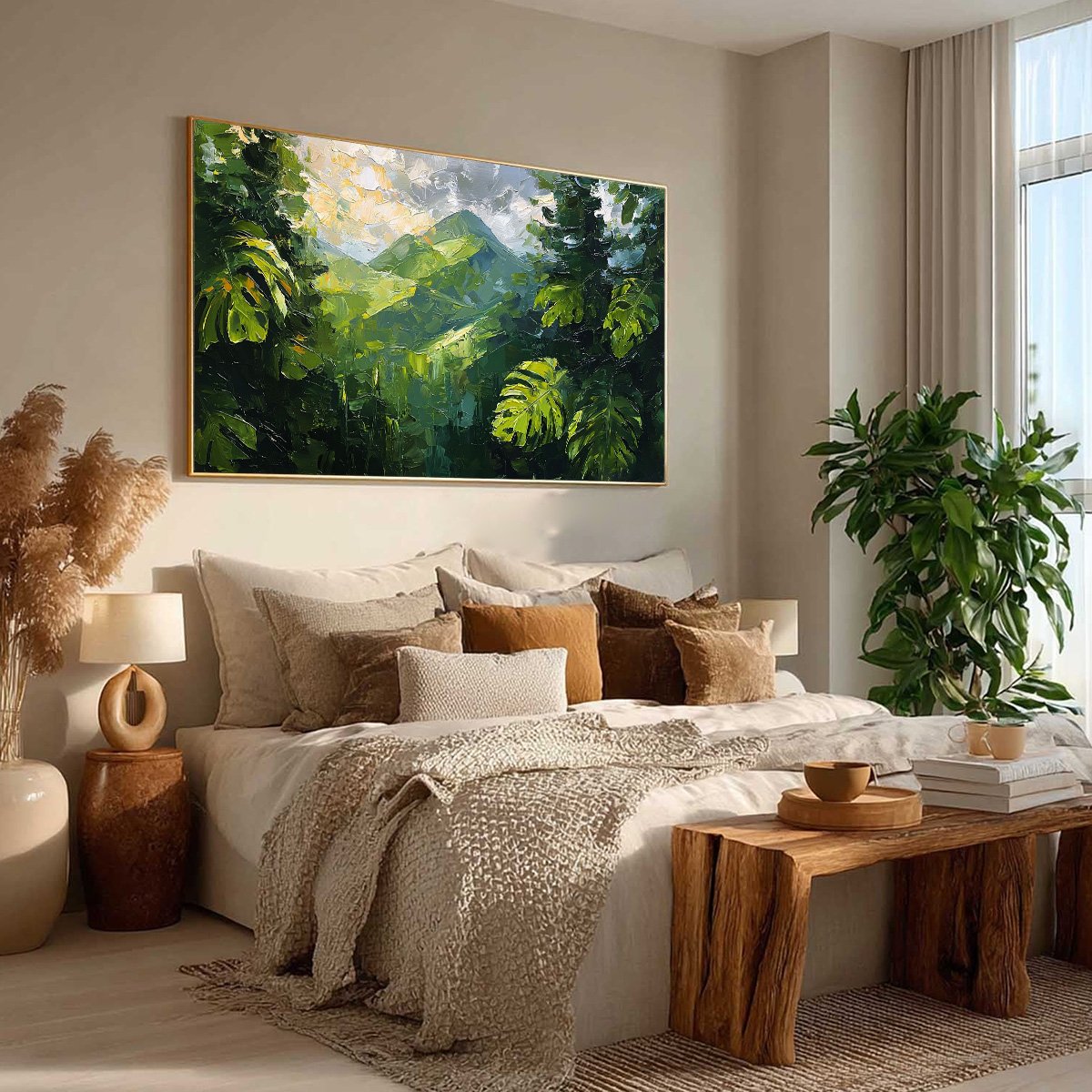 EMERALD ESCAPE: Lush Impasto Painting of a Verdant Mountain Valley