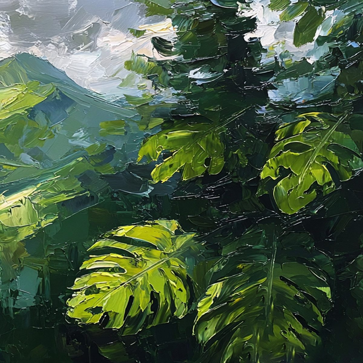 EMERALD ESCAPE: Lush Impasto Painting of a Verdant Mountain Valley