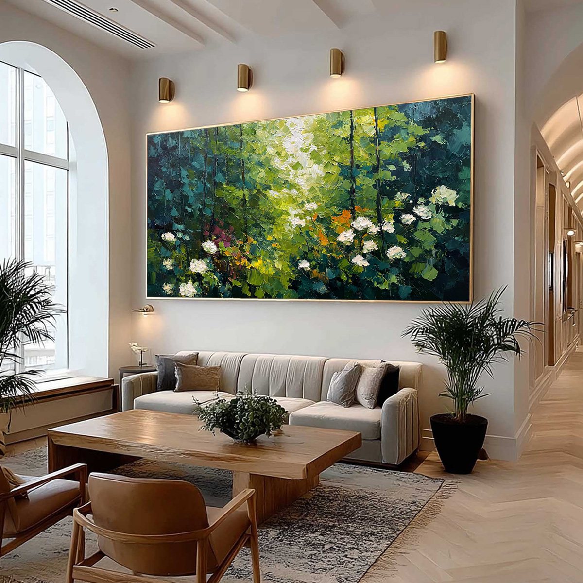 EMERALD GLADE: Textured Palette Knife Forest Landscape Painting