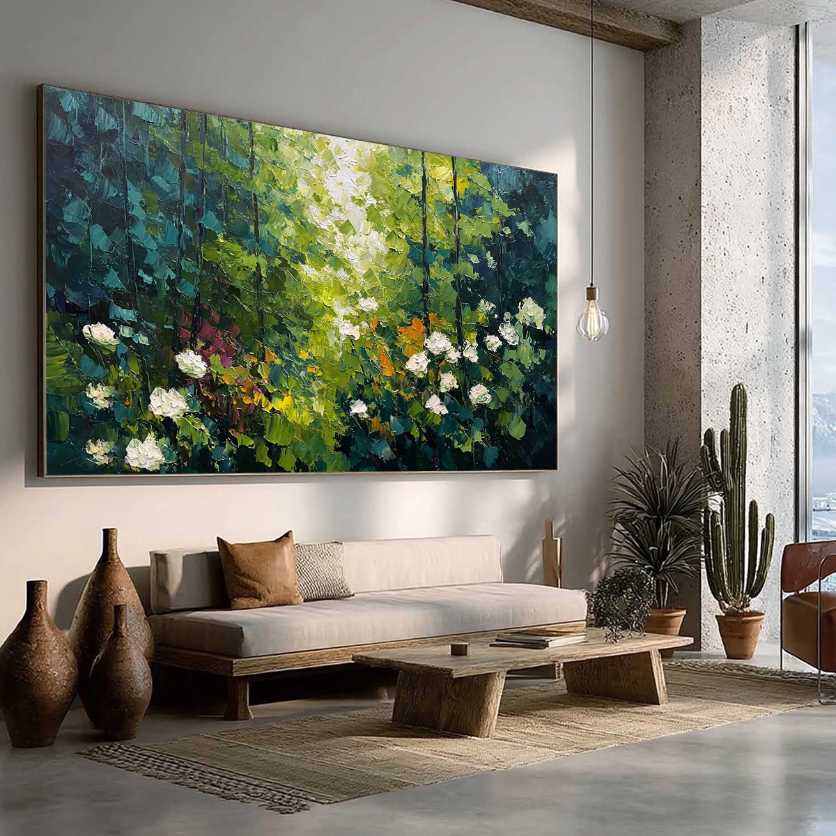 EMERALD GLADE: Textured Palette Knife Forest Landscape Painting