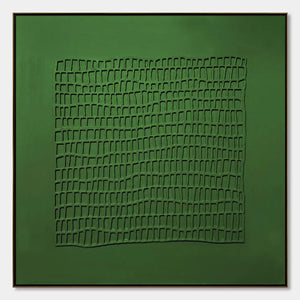 EMERALD GRID: Minimalist Textured Abstract Oil Painting