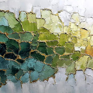 EMERALD HORIZON: Large Textured Abstract Landscape Painting with Gold Accents