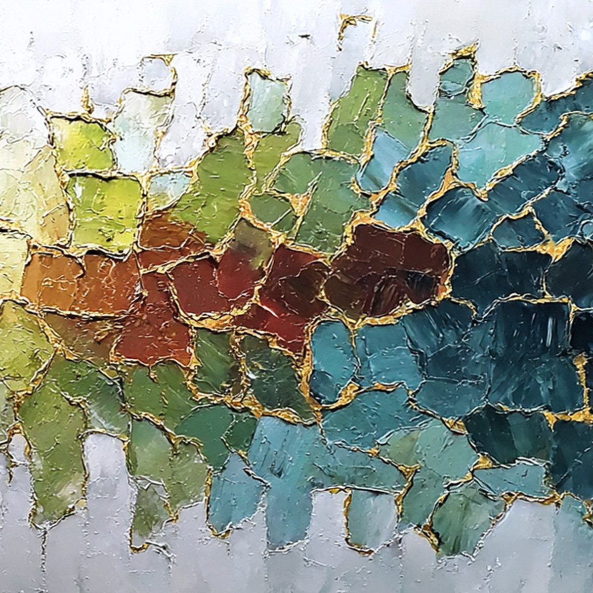 EMERALD HORIZON: Large Textured Abstract Landscape Painting with Gold Accents