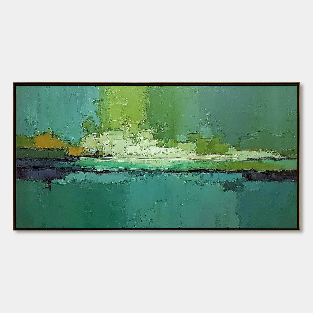 EMERALD HORIZON: Large Textured Abstract Seascape Oil Painting