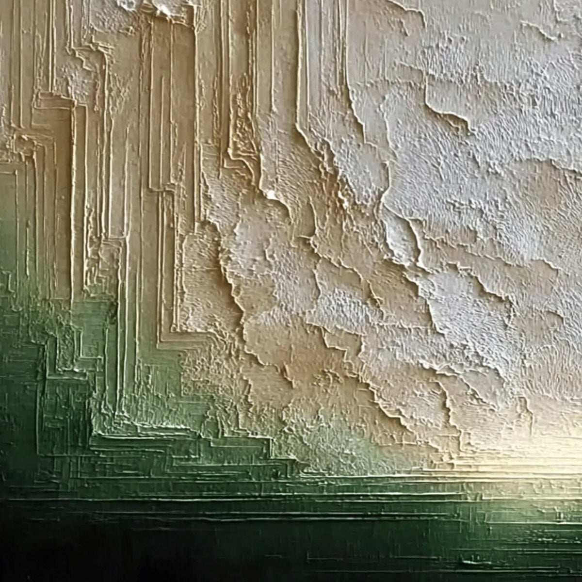 EMERALD HORIZON: Textured Wabi Sabi Abstract Landscape Painting