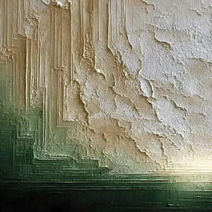 EMERALD HORIZON: Textured Wabi Sabi Abstract Landscape Painting