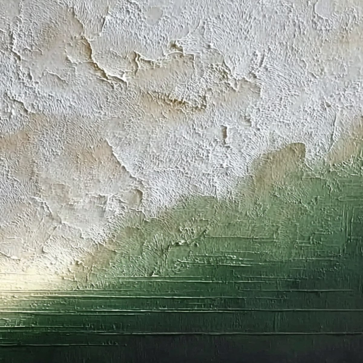 EMERALD HORIZON: Textured Wabi Sabi Abstract Landscape Painting