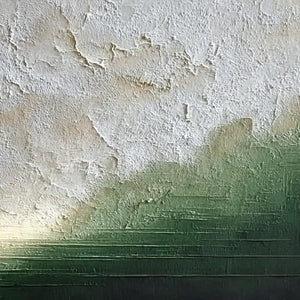 EMERALD HORIZON: Textured Wabi Sabi Abstract Landscape Painting