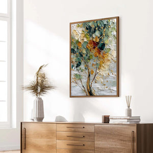 EMERALD JEWEL TREE: Textured Palette Knife Tree Painting with Golden Accents