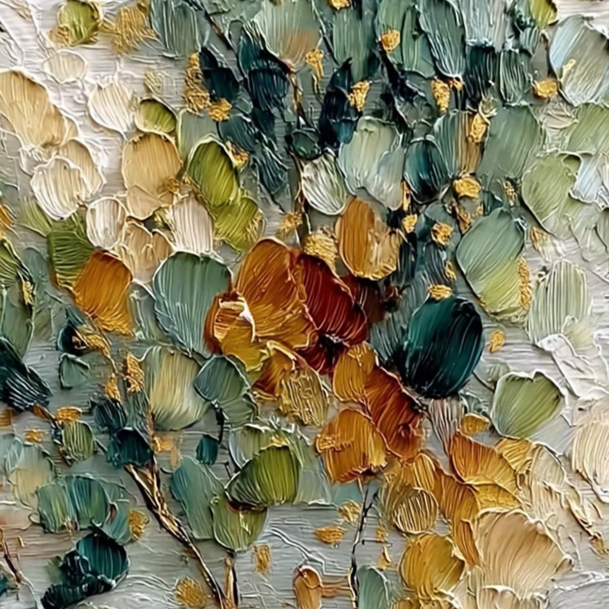 EMERALD JEWEL TREE: Textured Palette Knife Tree Painting with Golden Accents