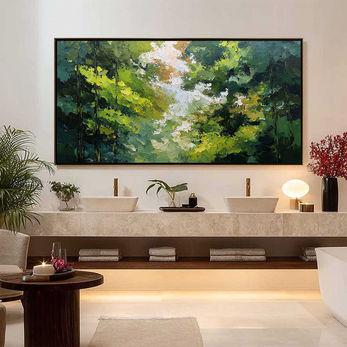 Emerald Light | Textured Forest Landscape Oil Painting