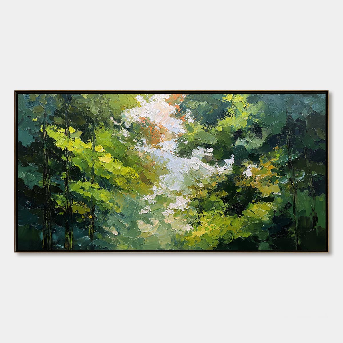 EMERALD LIGHT: Textured Forest Canopy Palette Knife Painting