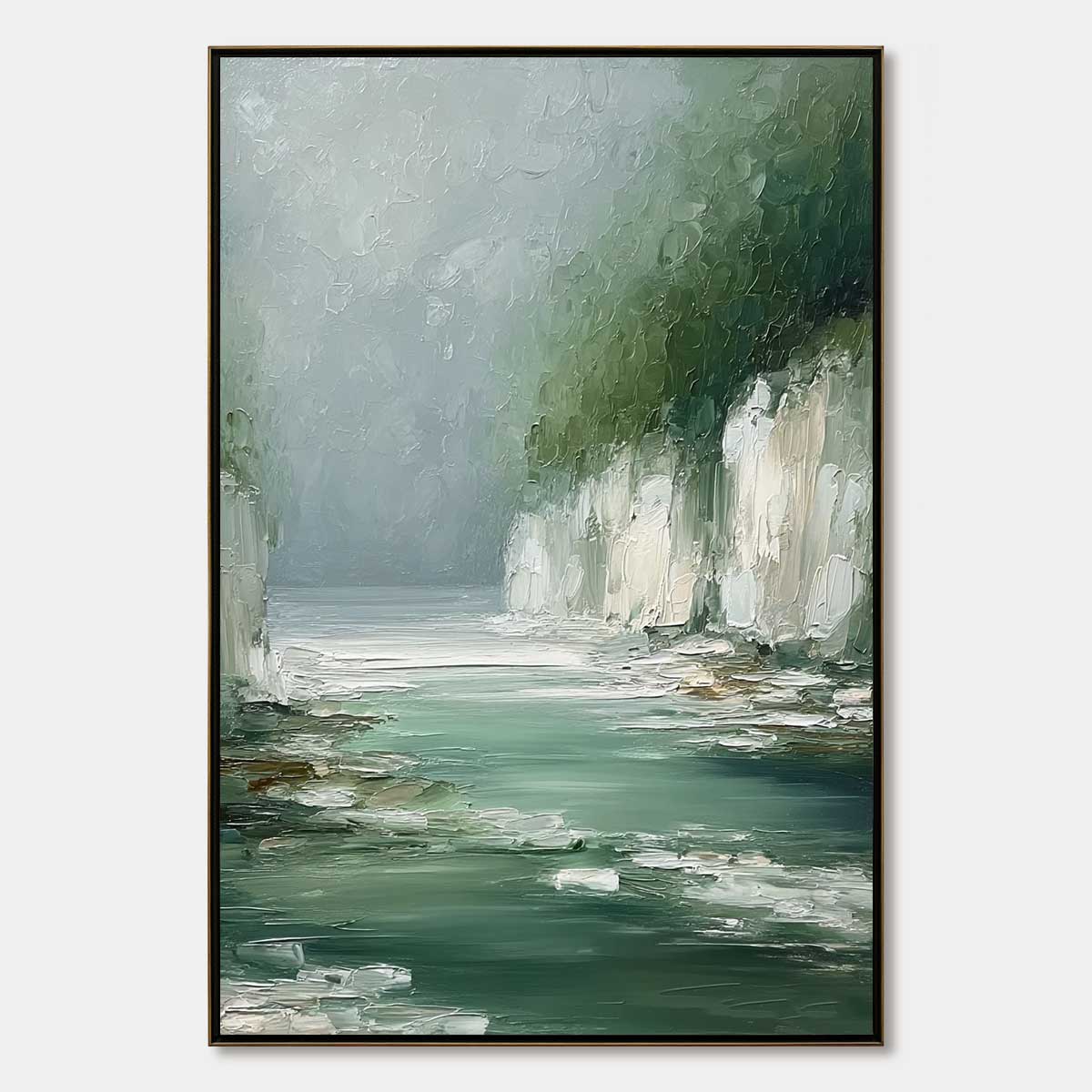 EMERALD PASSAGE: Textured Wabi Sabi Coastal Landscape Painting