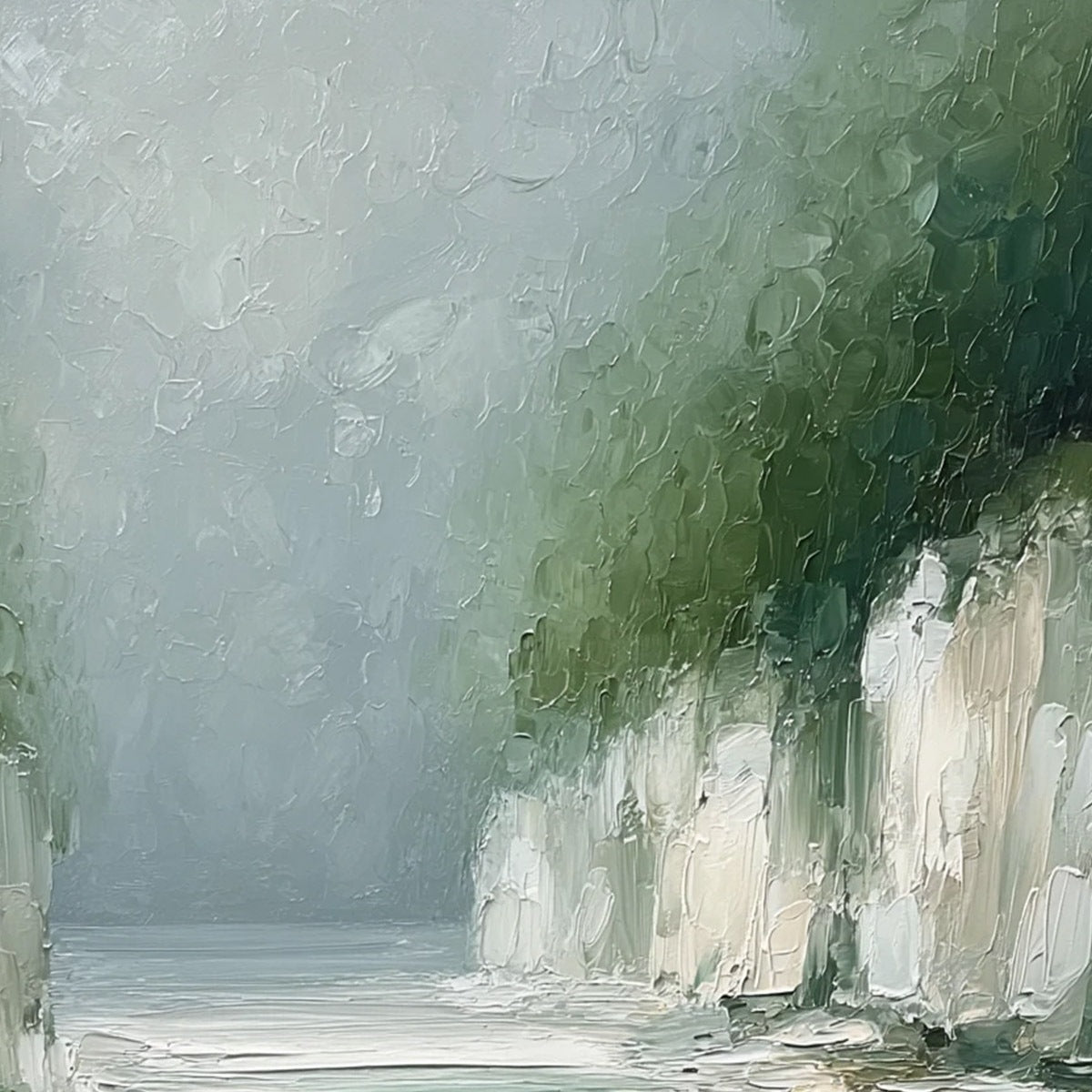 EMERALD PASSAGE: Textured Wabi Sabi Coastal Landscape Painting