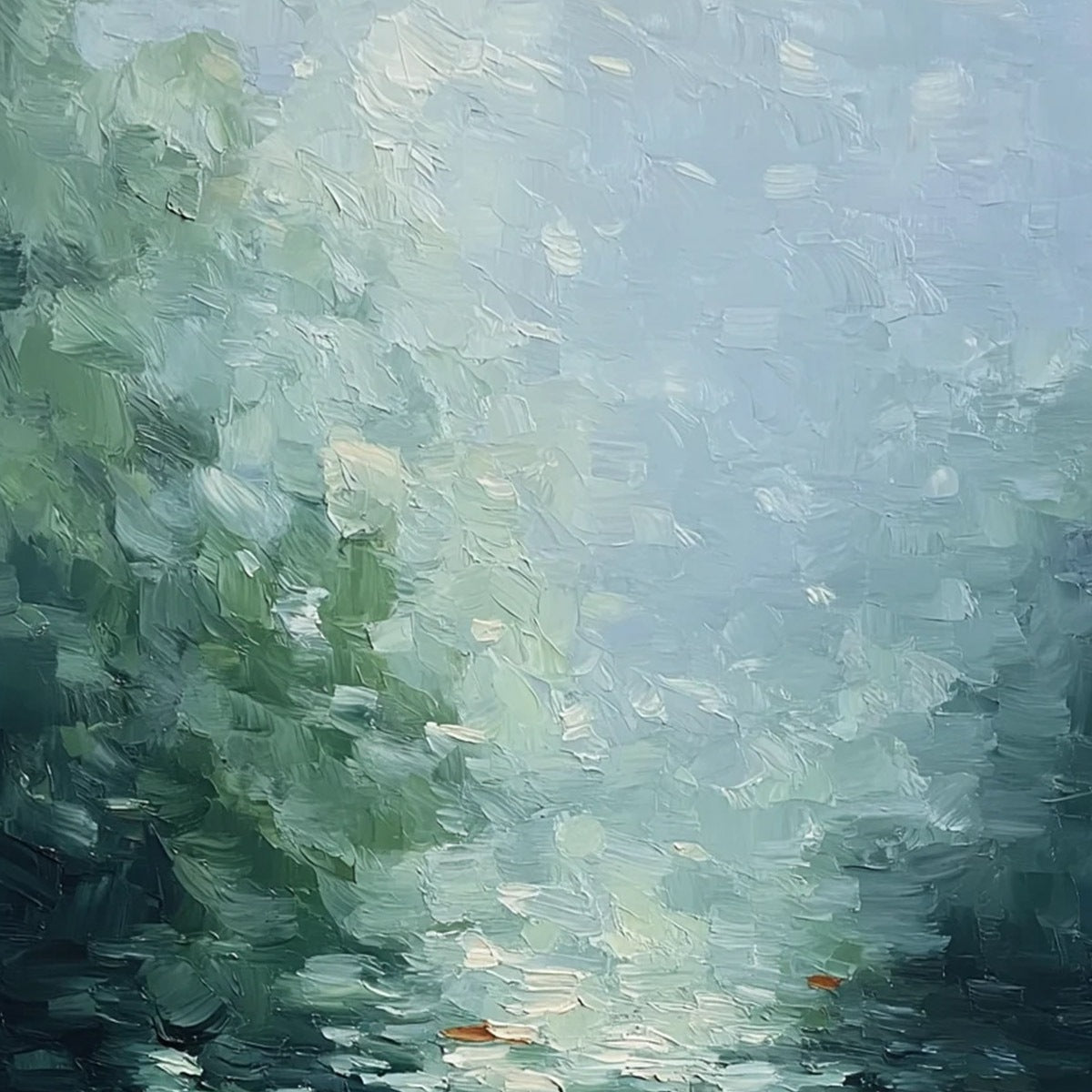 EMERALD REFLECTIONS: Textured Abstract Wabi Sabi Seascape Painting