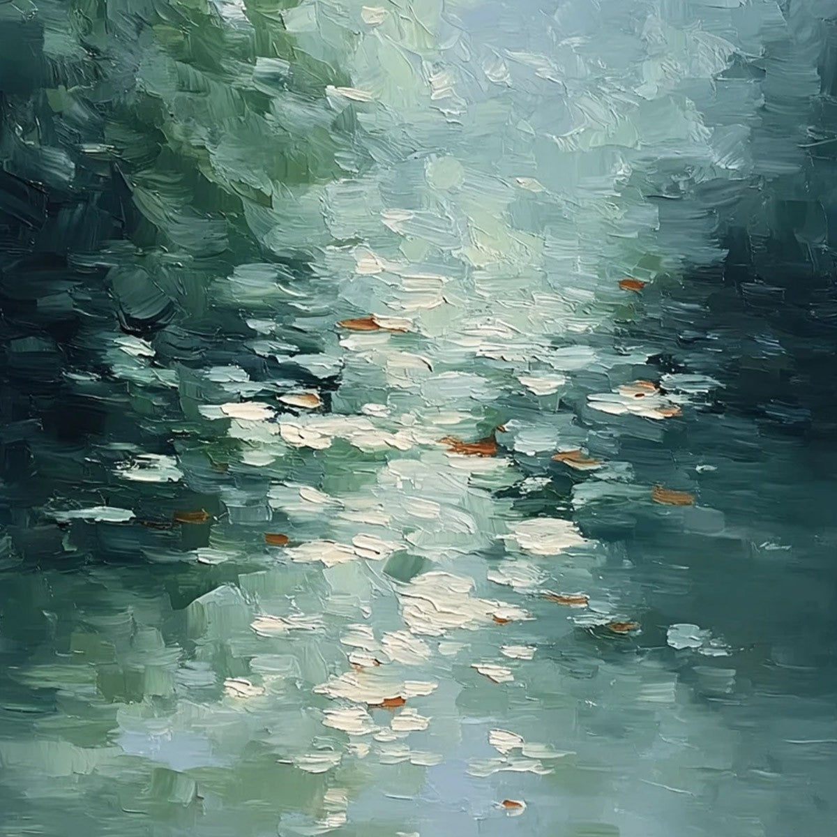 EMERALD REFLECTIONS: Textured Abstract Wabi Sabi Seascape Painting