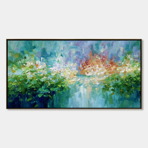 EMERALD REVERIE: Textured Abstract Floral Landscape Palette Knife Painting
