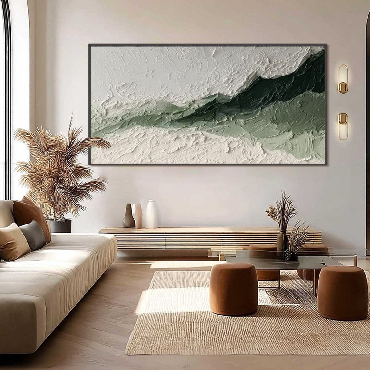 EMERALD RIDGE: Heavily Textured Wabi Sabi Abstract Landscape Painting