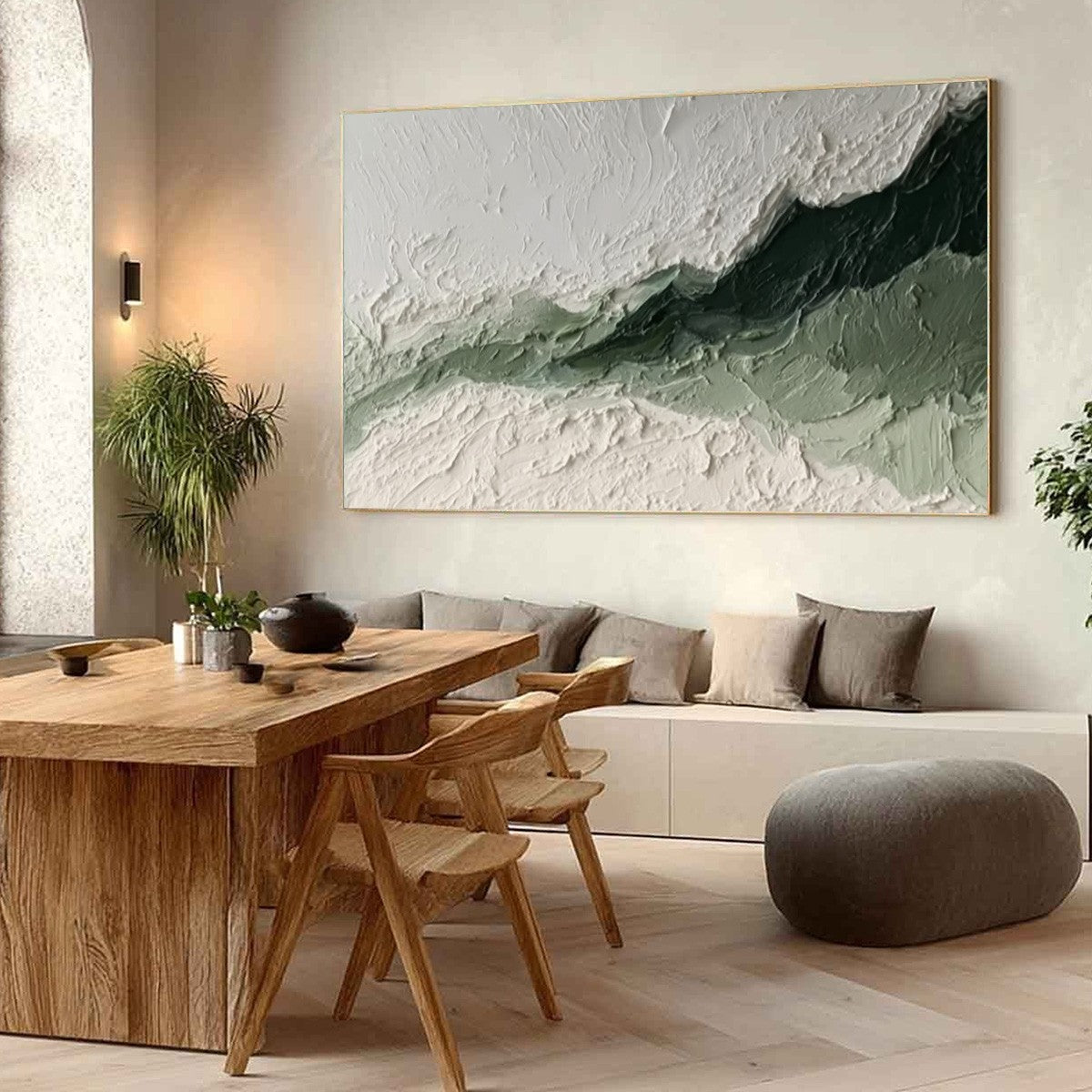 EMERALD RIDGE: Heavily Textured Wabi Sabi Abstract Landscape Painting