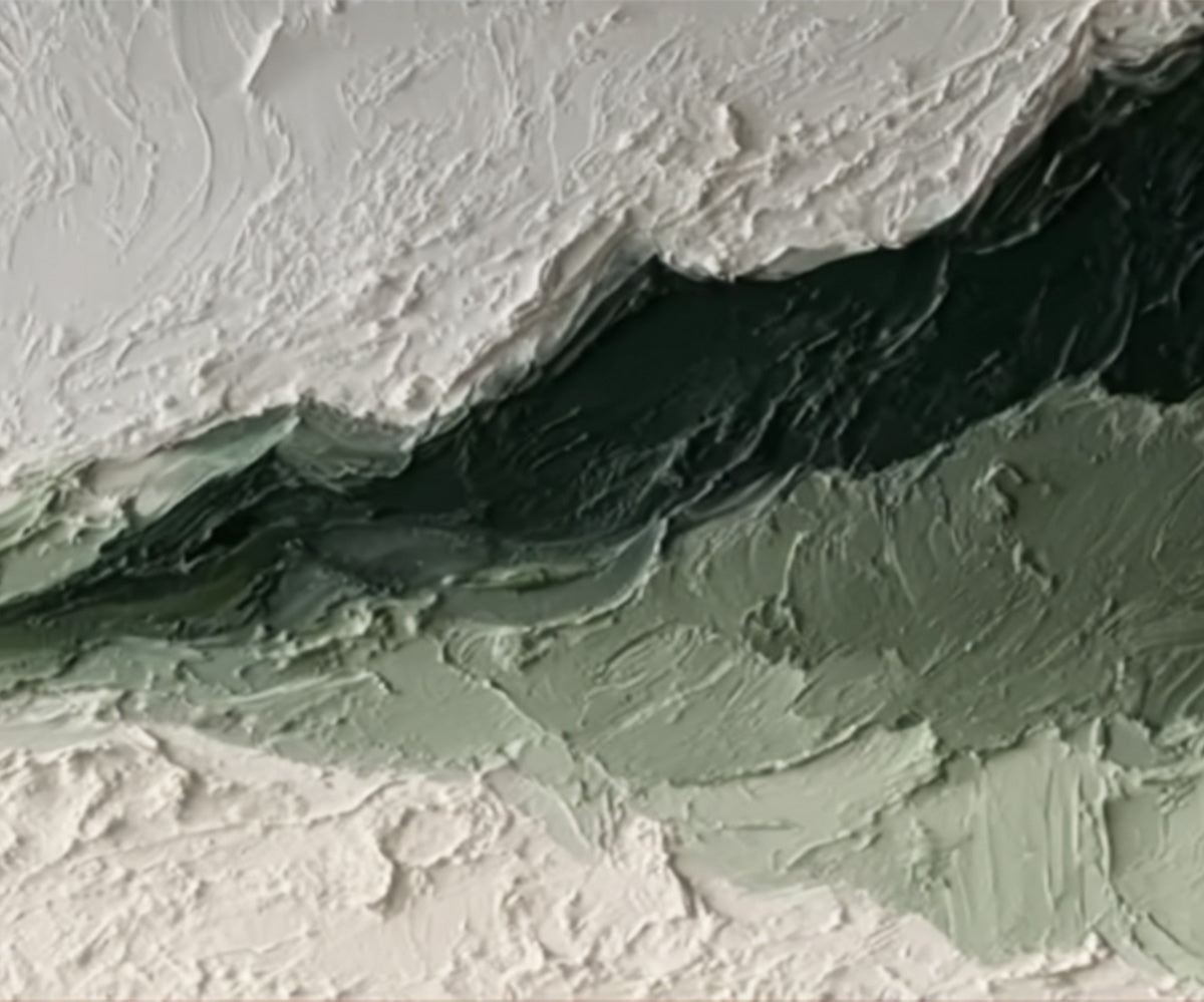 EMERALD RIDGE: Heavily Textured Wabi Sabi Abstract Landscape Painting
