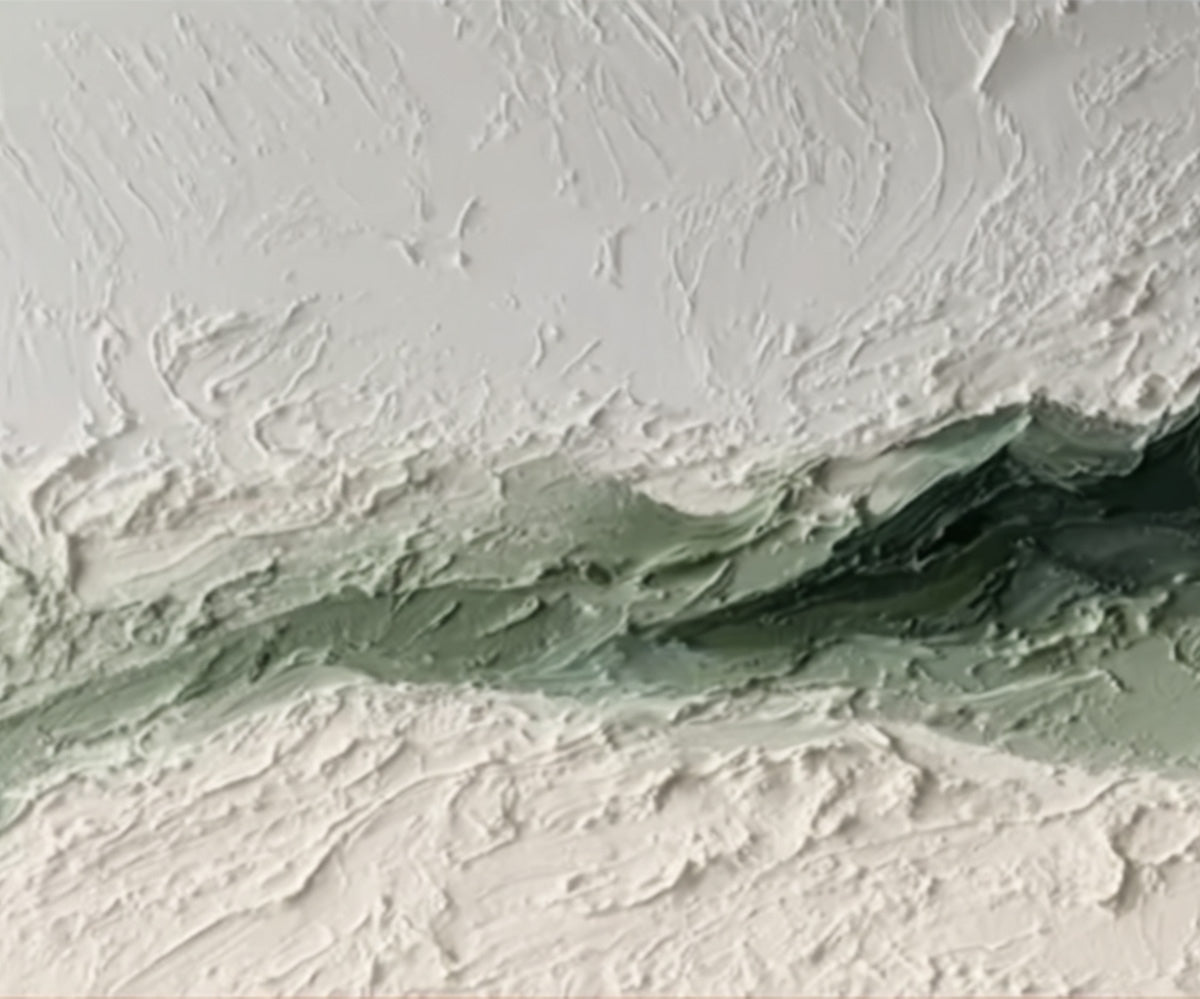 EMERALD RIDGE: Heavily Textured Wabi Sabi Abstract Landscape Painting