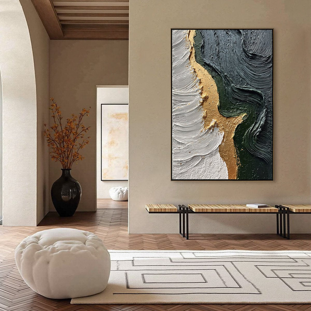 EMERALD SHORE: Textured Abstract Wabi Sabi Wall Art