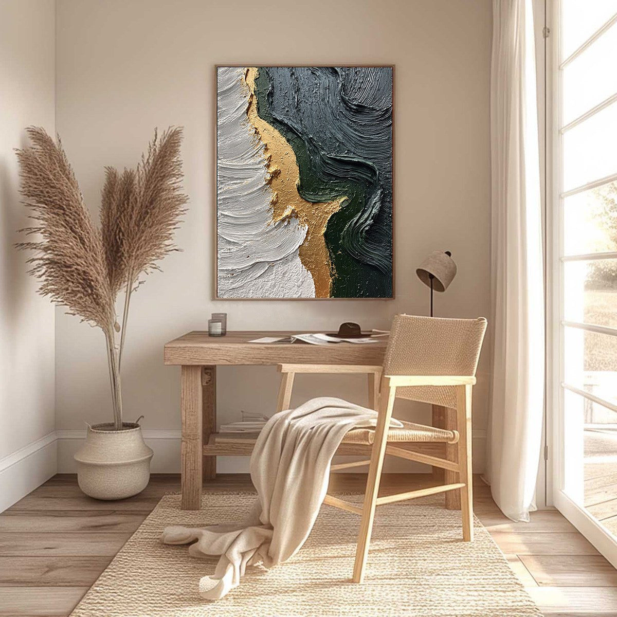 EMERALD SHORE: Textured Abstract Wabi Sabi Wall Art