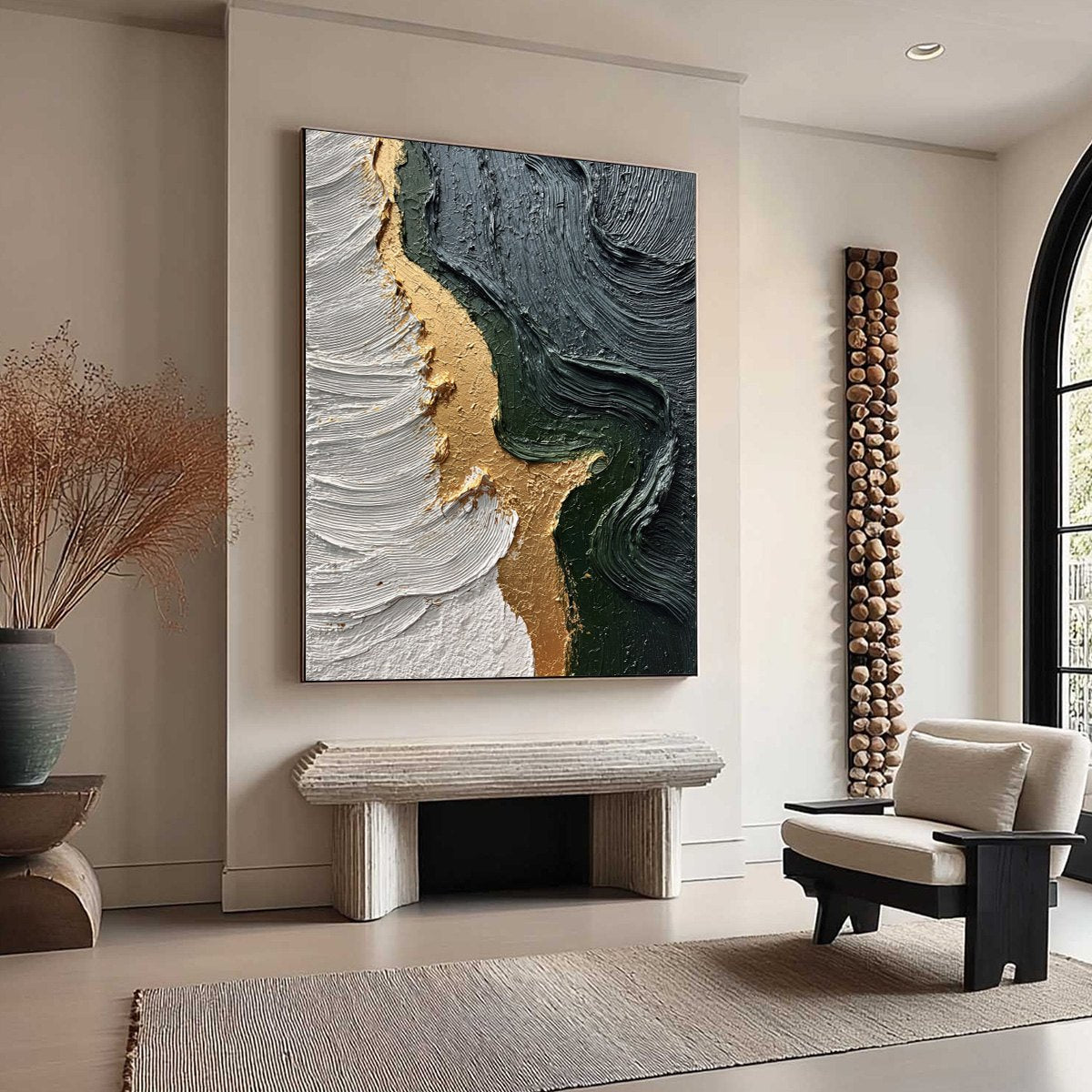 EMERALD SHORE: Textured Abstract Wabi Sabi Wall Art