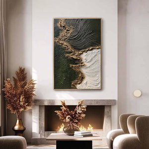 EMERALD SHORE: Wabi Sabi Textured Abstract Coastal Painting