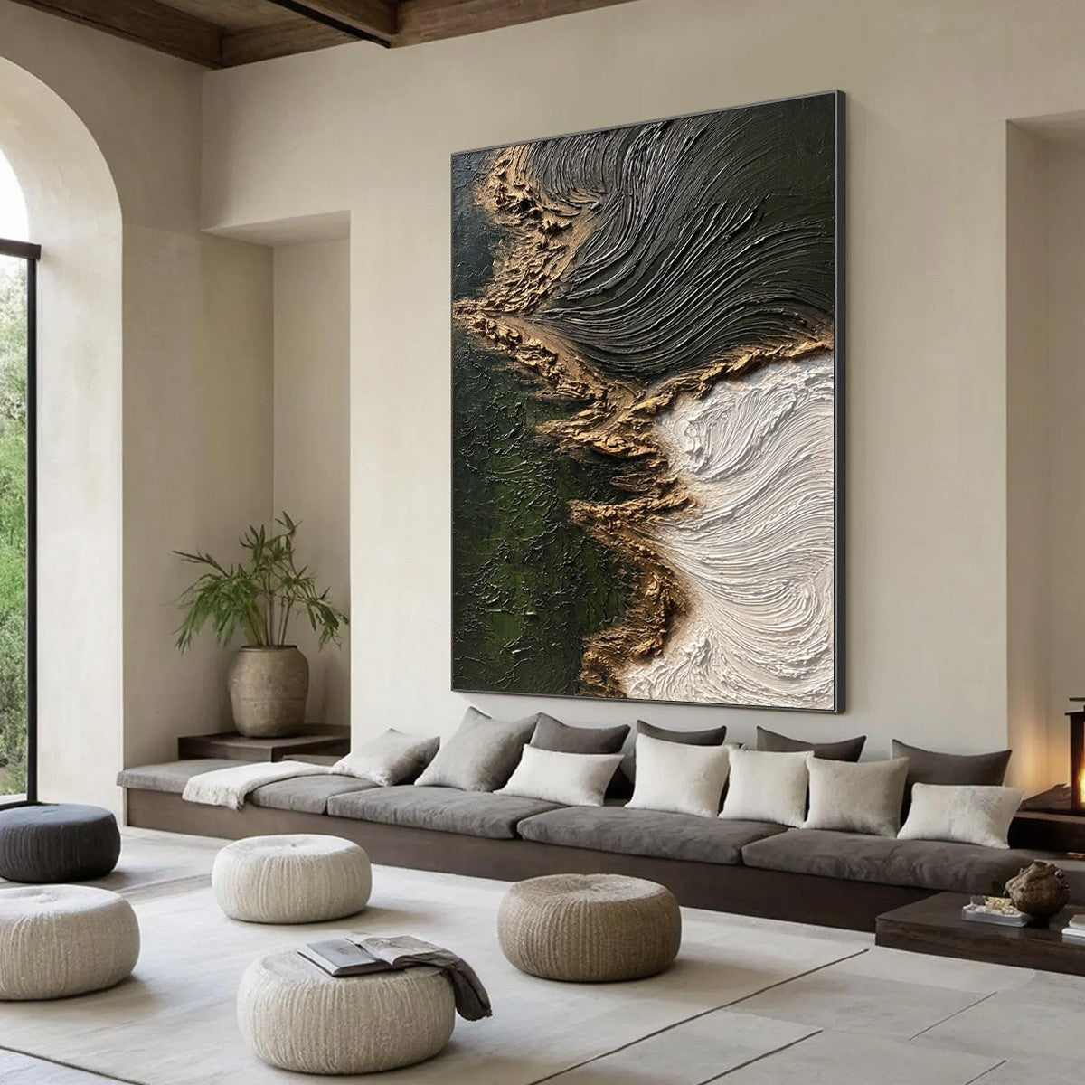 EMERALD SHORE: Wabi Sabi Textured Abstract Coastal Painting