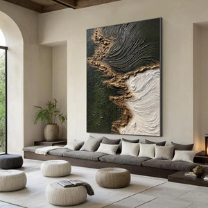 EMERALD SHORE: Wabi Sabi Textured Abstract Coastal Painting