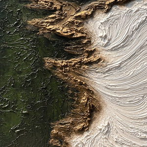 EMERALD SHORE: Wabi Sabi Textured Abstract Coastal Painting