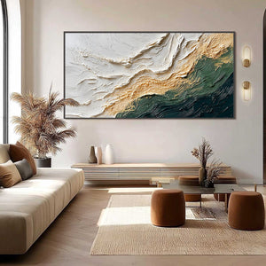 EMERALD SHORELINE: Large Textured Abstract Wabi Sabi Wall Art