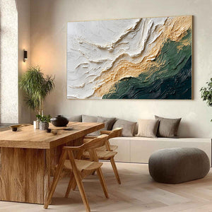 EMERALD SHORELINE: Large Textured Abstract Wabi Sabi Wall Art