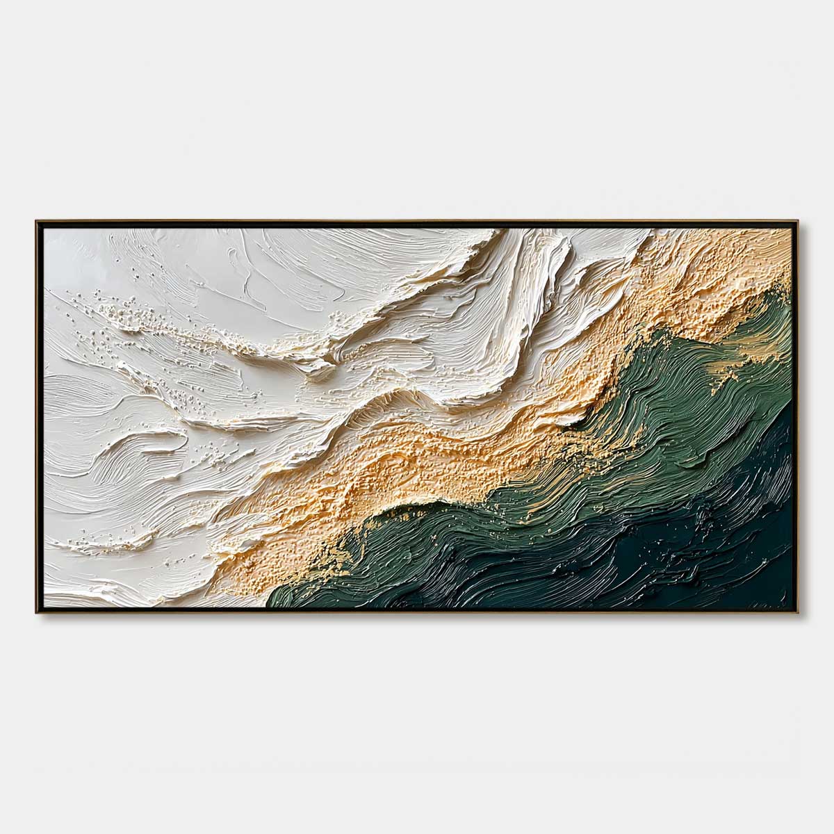 EMERALD SHORELINE: Large Textured Abstract Wabi Sabi Wall Art