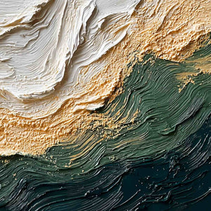 EMERALD SHORELINE: Large Textured Abstract Wabi Sabi Wall Art