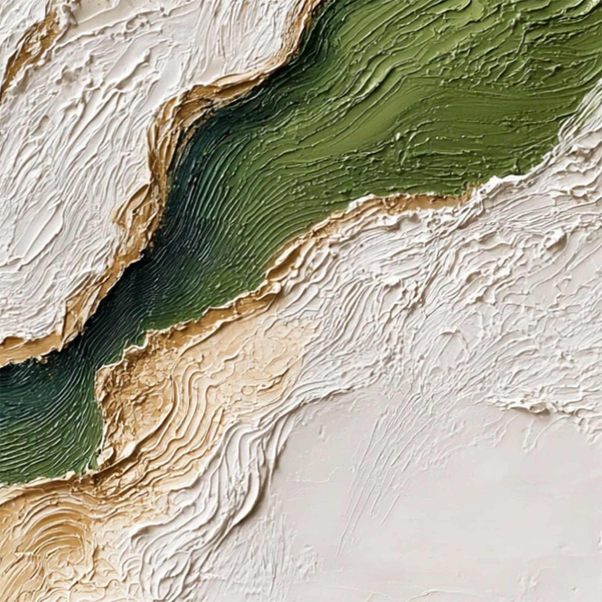 EMERALD SHORELINE: Textured Wabi Sabi Abstract Coastal Landscape Painting