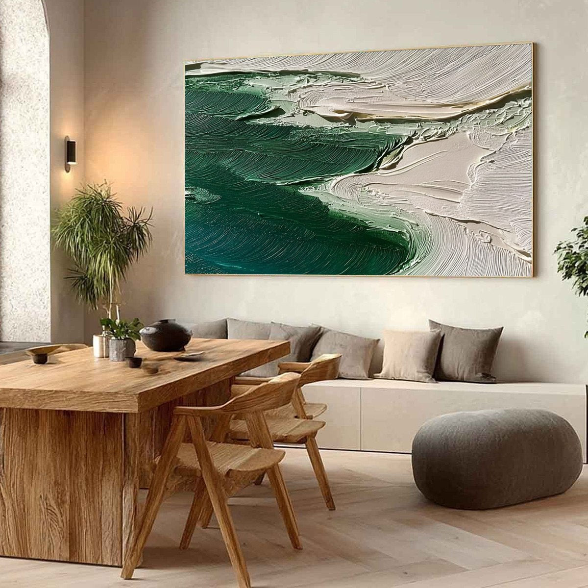EMERALD TIDE: Textured Wabi Sabi Abstract Coastal Painting