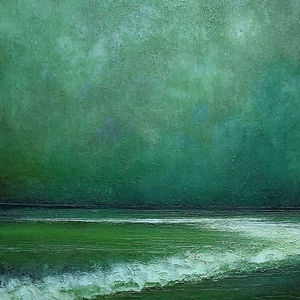 EMERALD TIDE: Textured Wabi Sabi Abstract Seascape Painting