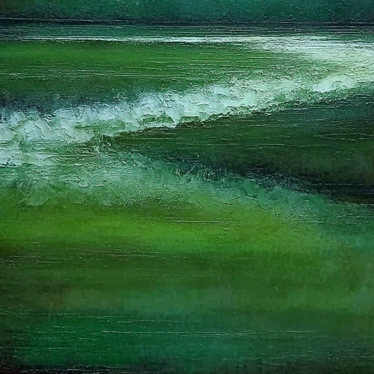 EMERALD TIDE: Textured Wabi Sabi Abstract Seascape Painting