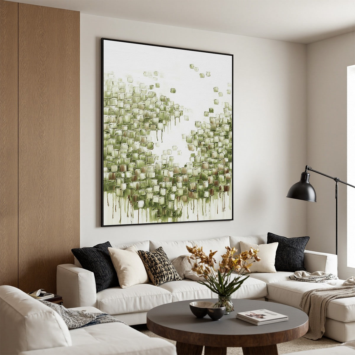 EMERALD CASCADE: Textured Abstract Green Oil Painting